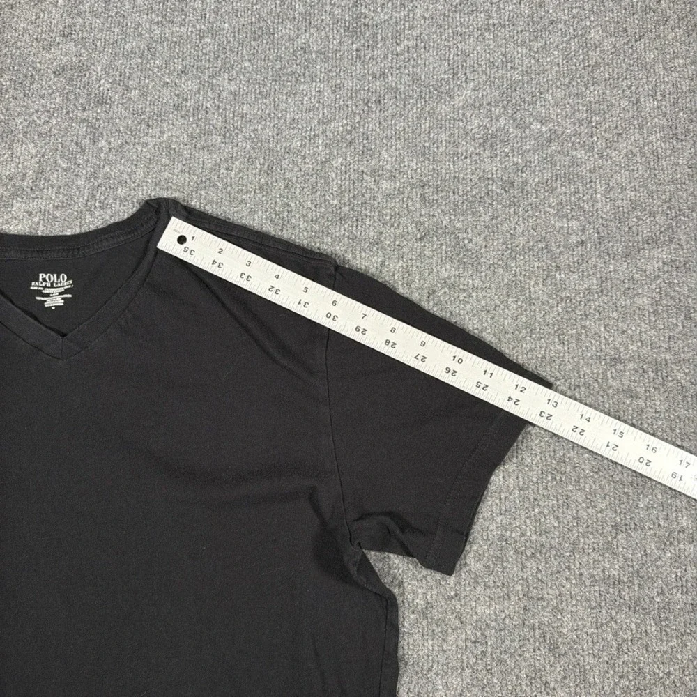 Polo Ralph Lauren T Shirt Slim Fit‎ Mens Large Black Red Logo Pony V Neck